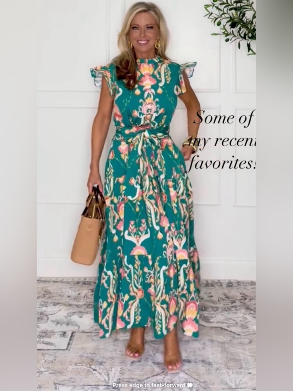 Jude Connally Mirabella Midi Dress Size L Green Floral Belted NWT - Picture 3 of 16